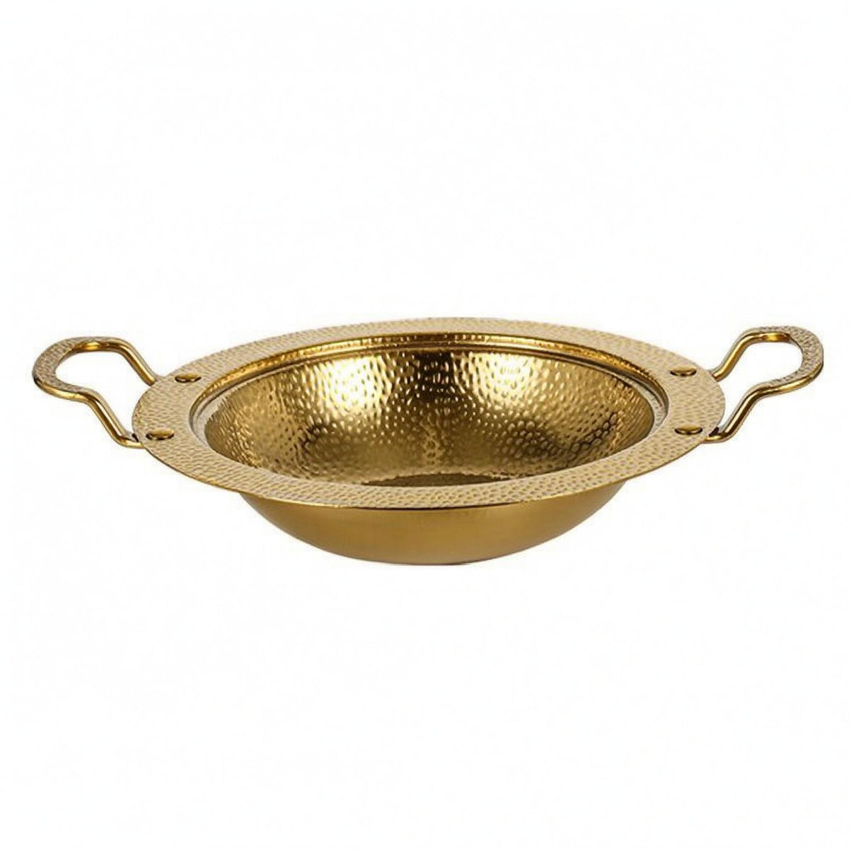 Hammered Serving Pot Side Handles Stainless Steel Serving Pot Bowl-Shaped for Sukiyaki