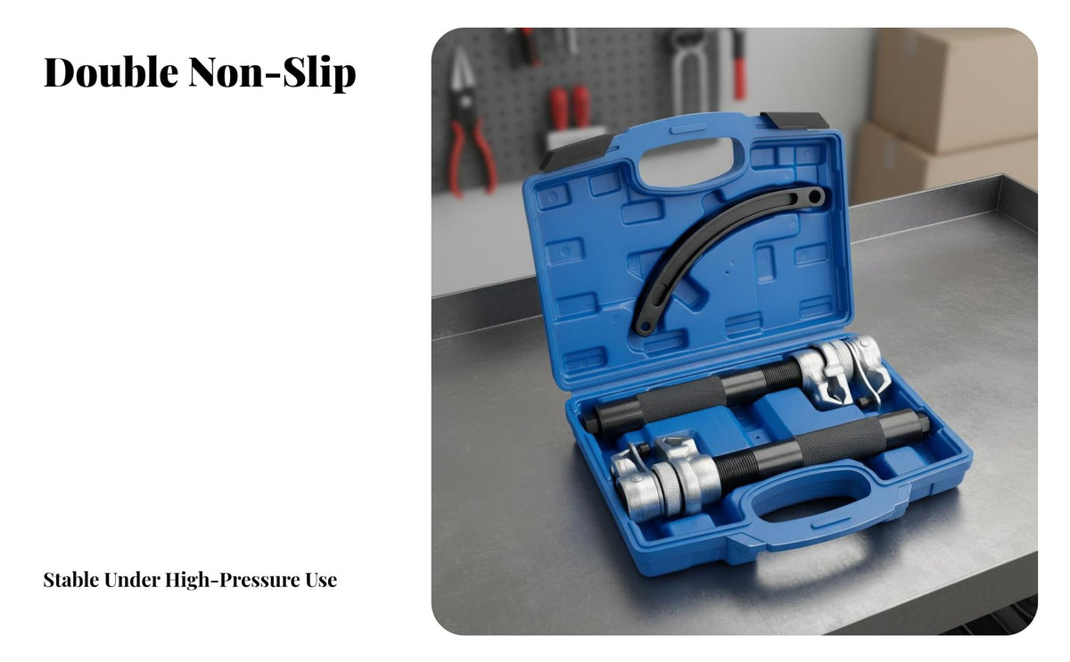 Safety Grips Claw Type Coil Compressor Anti-Slip Thread Strut Coil Compressor Heat-Treated Steel Shock Absorber Removal Tool Set Adjustable for Mechanics, Auto Technicians, DIY Enthusiasts, Workshop, Garage