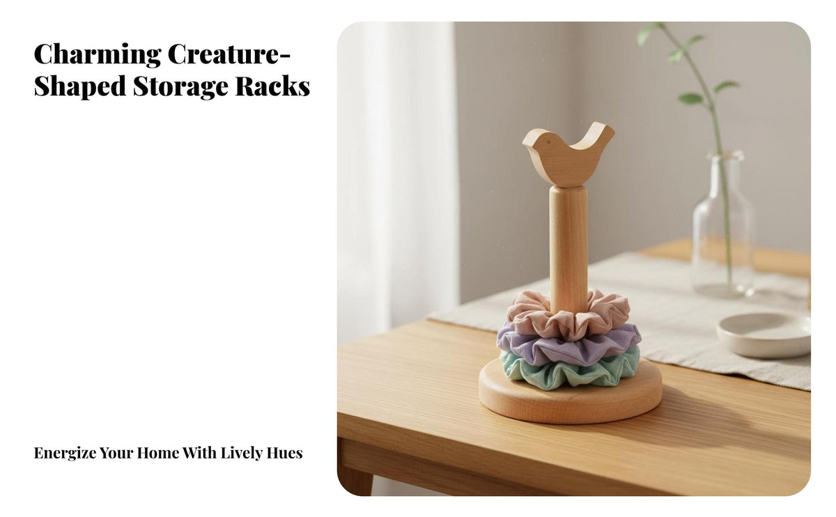 Wooden Scrunchie Holder Hardwood Wood Scrunchie Holder Stand Hair Elastic Organizer Rack Space-Saving Upright Hair Tie Stand