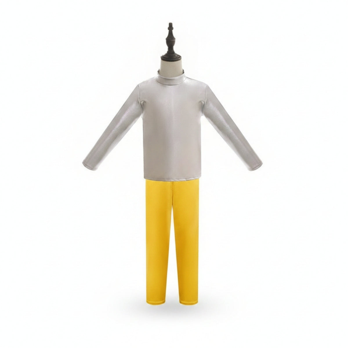 Shiny Silver Spacecraft Costume Yellow Trousers Spacecraft Stage Costume Smooth Finish Dress-up Item Long Sleeve for Children, Performance