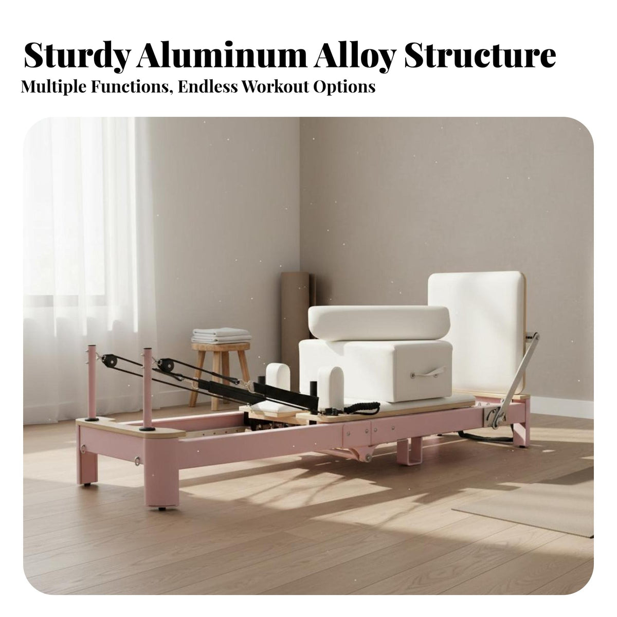 Multi-Functional Pilates Reformer Bed Compact Storage Pilates Reformer Comfortable Padding Effortless Gliding for Private Instructor S, Stretching Practiti Single Rs, Fitness Lovers, Gym, Apartment