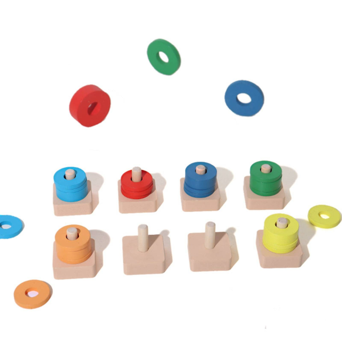 Wooden Color Sorting Column Toy for Kids, Montessori Educational Toy