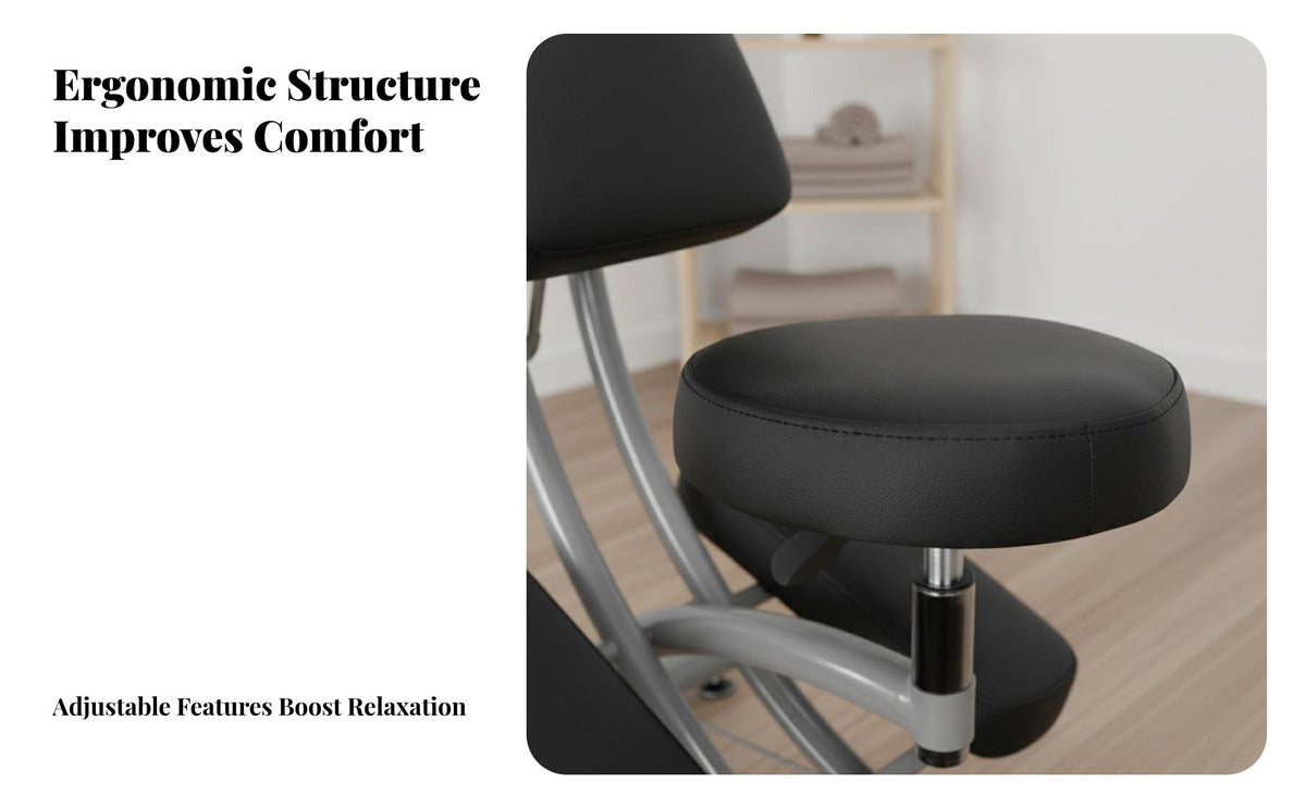 Multi-Functional Folding Chair Foldable Folding Massage Chair High-Density Foam Padding Adjustable Remedial Stool Comfortable Cushioning for Physiotherapists, Physical Therapists, Mobile Professionals
