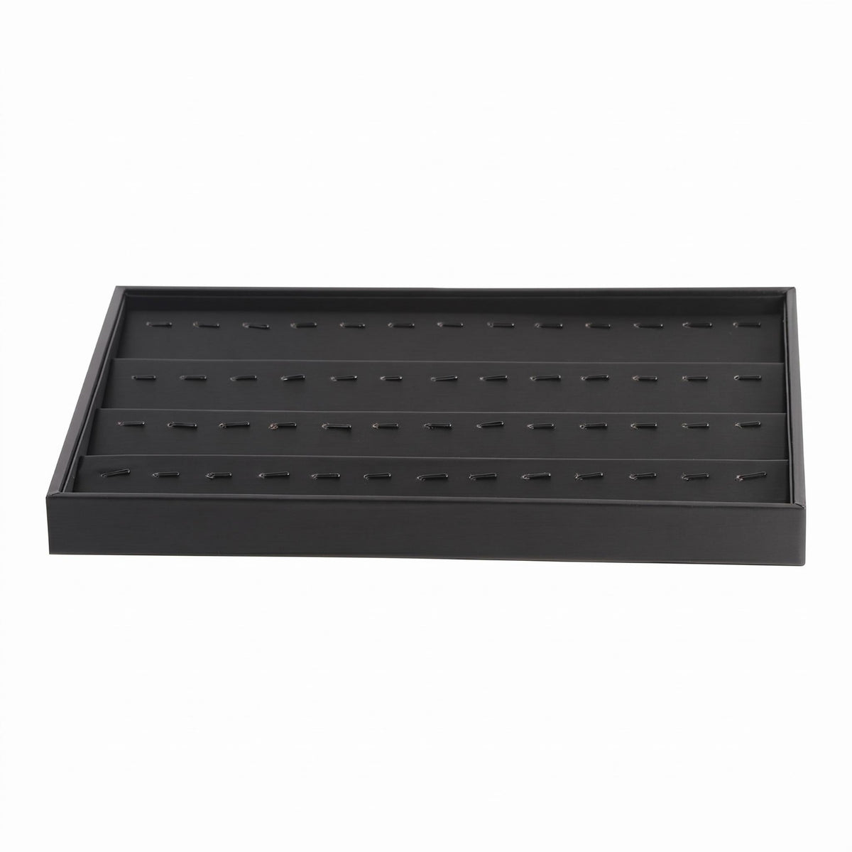 Raised Edge Black PU Leather Jewelry Display Tray Shallow Design Black Jewelry Display Tray Space Saving Easy to Clean
