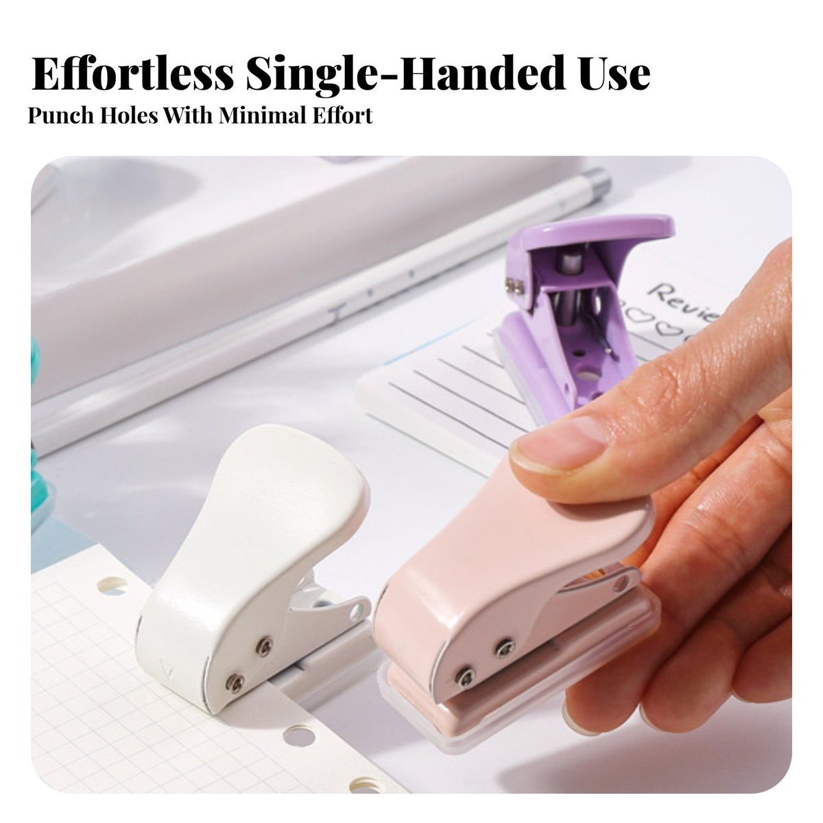 Single Hole Punch Portable Single Hole Puncher Compact Design Loose-Leaf Puncher for Students, Journal Enthusiasts, School