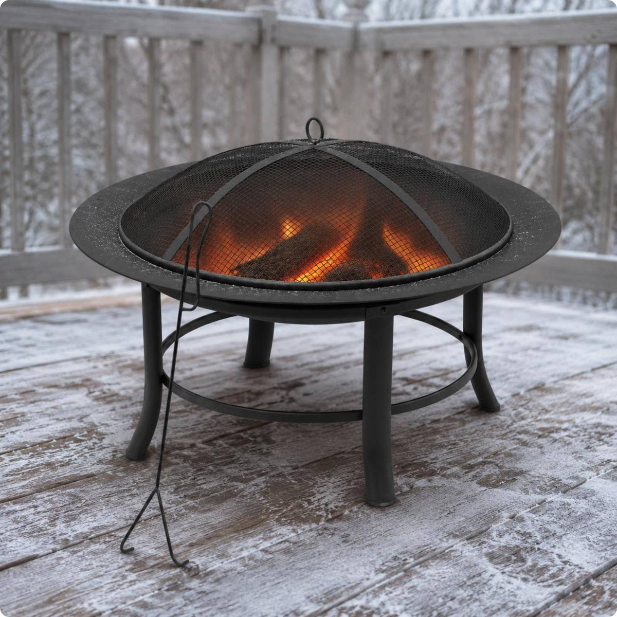 Mesh Ember Guard Screen Round Fire Bowl Grill Rack Metal Fire Bowl Flared Rim