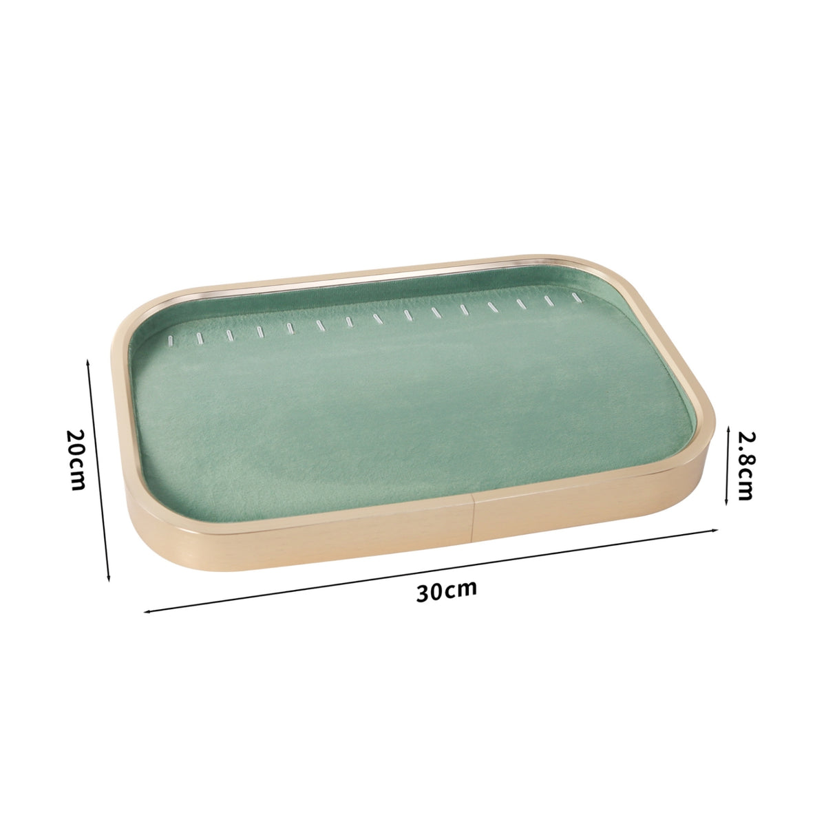 Shallow Rectangular Jewelry Tray Rounded Corners Cloth-Lined Jewelry Tray