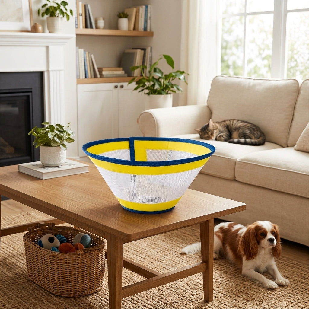 Soft Cone for Cats with Clear and Textile Trim, Adjustable Cat Cone for After Surgery, Prevents Licking and Biting for Dogs and Cats