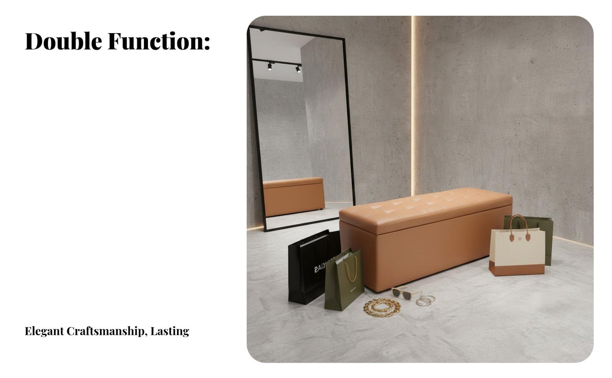 Comfortable Padded Seat End of Bed Storage Bench Multifunctional Design Entryway Shoe Bench Sturdy Wooden Frame Rectangular Storage Ottoman Versatile Use for Families, Apartment Dwellers, Homeowners, Bedroom, Fitting Room, Hallway, Window Nook