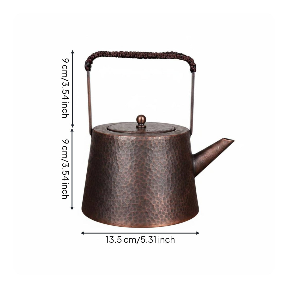 Thickened Handmade Copper Teapot Retro Design Large Copper Tea Kettle for Water Boiling, Outdoor, Ceramic Cooktop