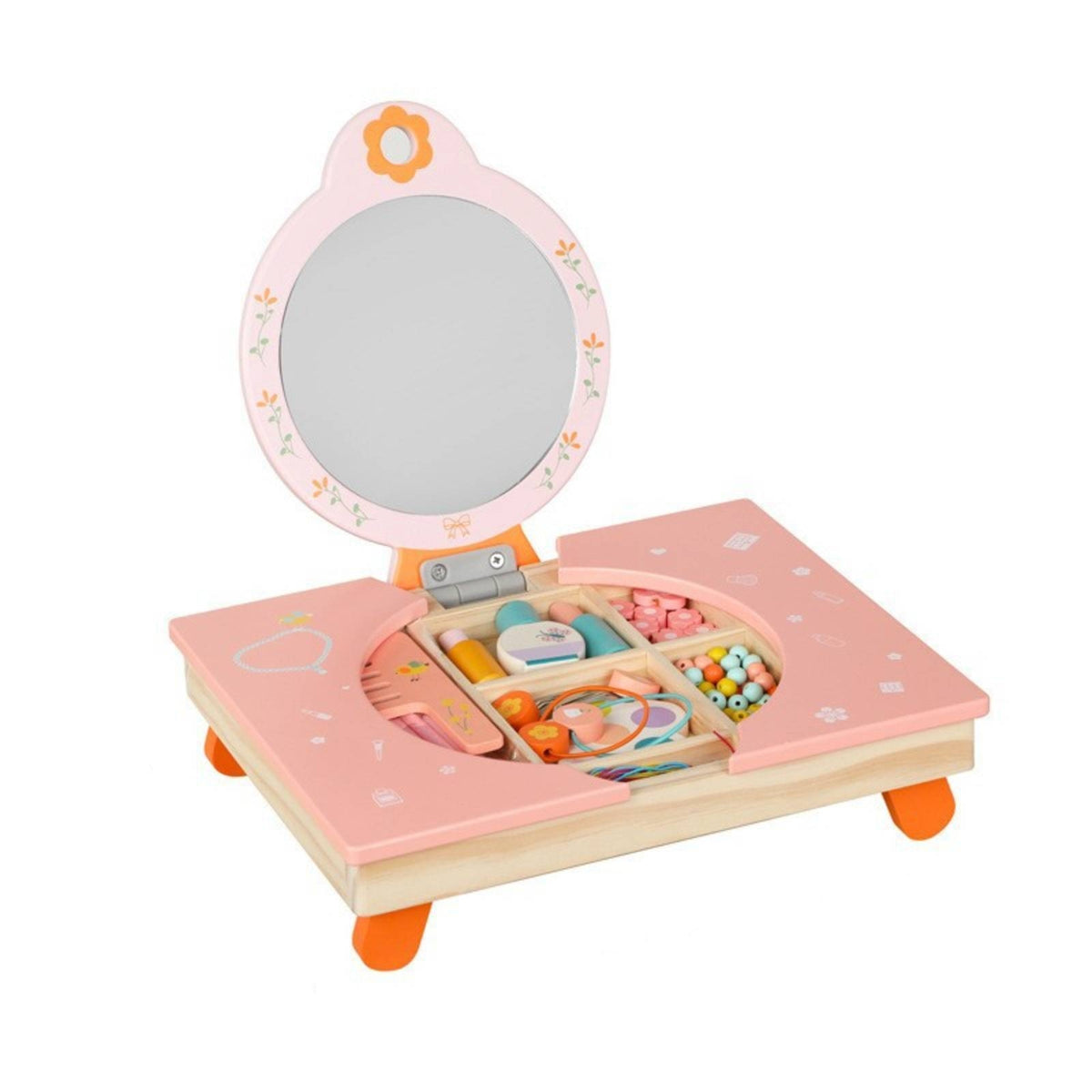 Toy Vanity with Mirror Tabletop Kids Vanity Set Adorable for Bedroom