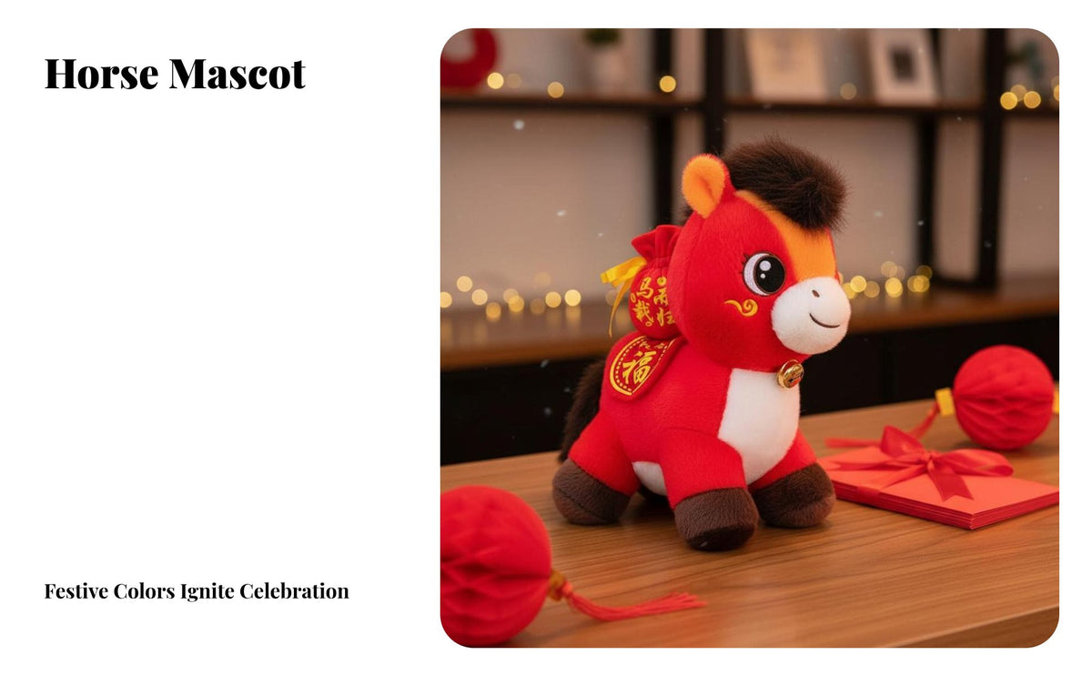 Chinese Horse Year Stuffed Toy Auspicious Design 2026 Horse Symbol Stuffed Good Luck Symbol Moon-Based New Year Symbol Toy for Collectors, Kids