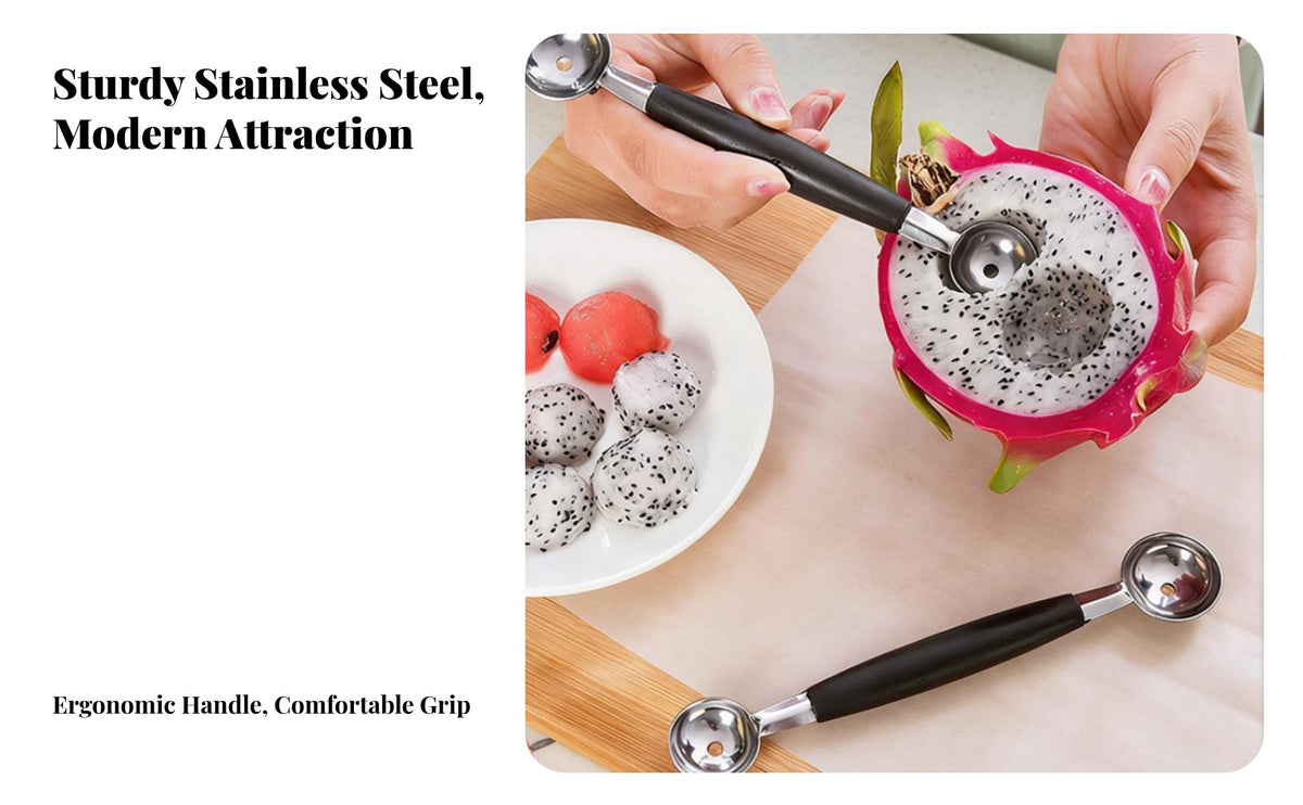 Fruit Sphere Er Easy to Clean Double-Headed Fruit Sphere Er Fruit Sphere Spoon Long-Lasting Stainless Steel Ice Cream Ladle
