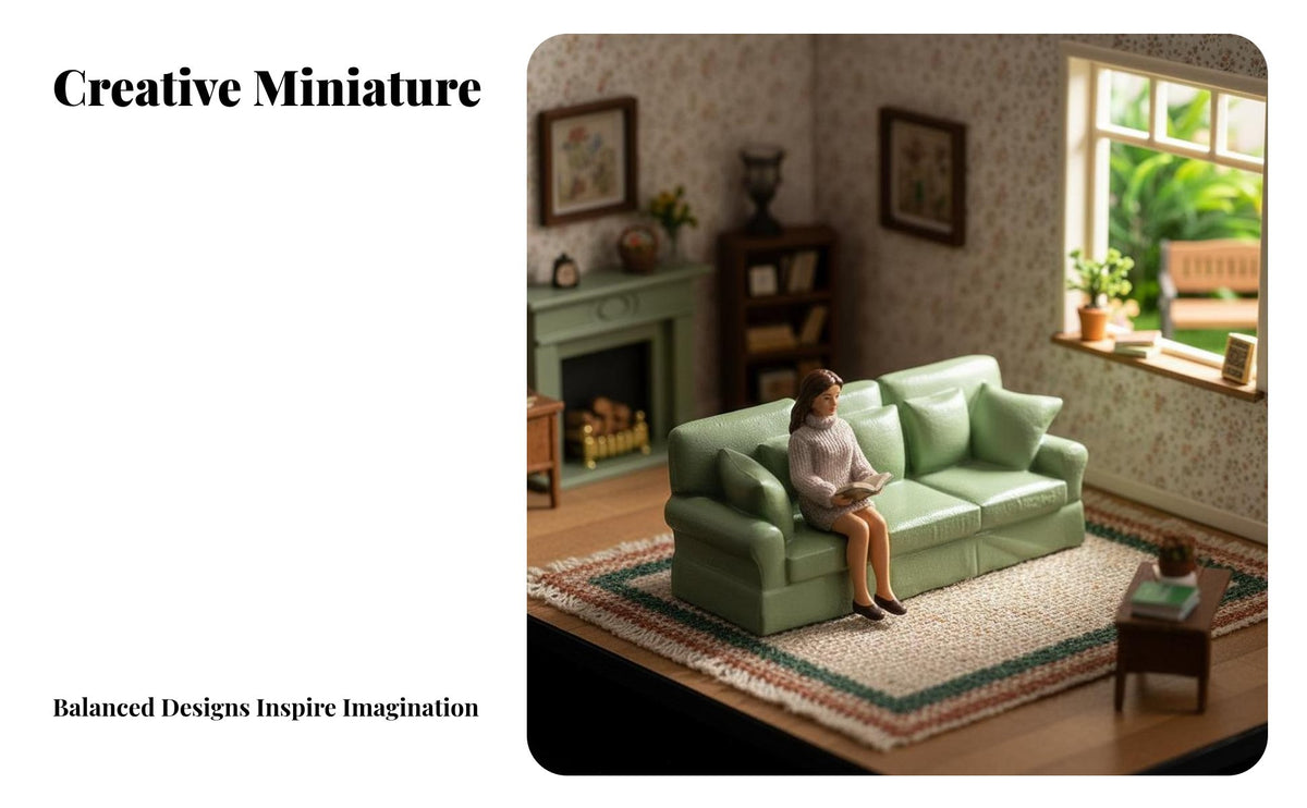 1:64 Scale Sofa Collectible 1:87 Scale Table and Chairs Miniature Living Room Set Realistic Intricacy Tiny Furniture Set