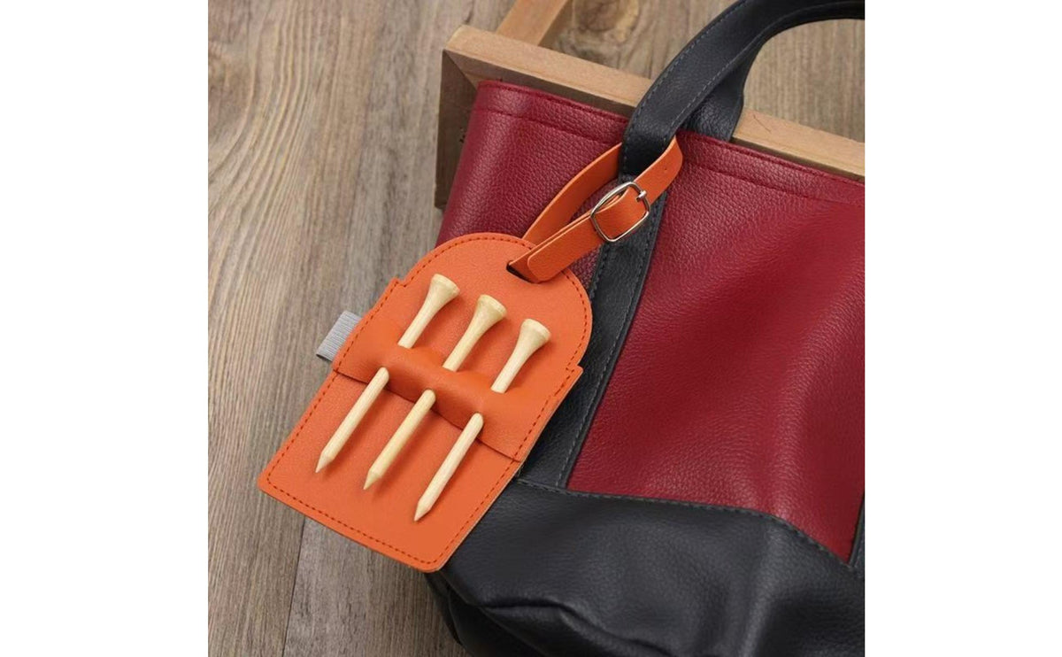 Waterproof Tee Holder Pouch PU Leather Golf Tee Case Portable Golf Belt Pouch Multi-Color for Golfers, Driving Range