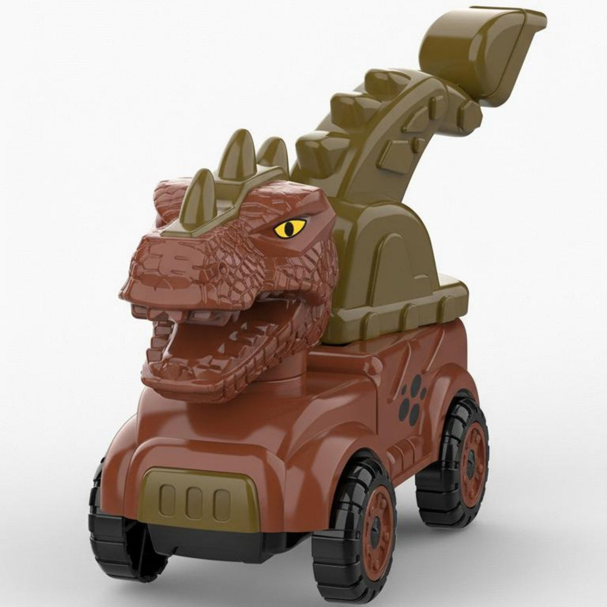 4 Pieces No Batteries Required Dinosaur Engineering Vehicle Toys Movable Parts Dinosaur Construction Vehicle Rounded Rounded Edges Friction Powered Construction Cars Sturdy for Children, Preschoolers, Toddlers, Outdoor Play, Sandbox