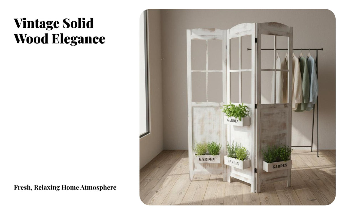 Folding Wooden Screen Foldable Design Decorative Wood Divider Multi-Functional Panel Screen Divider for Shop Owners, Renters, Entryway, Bedroom, Cafe