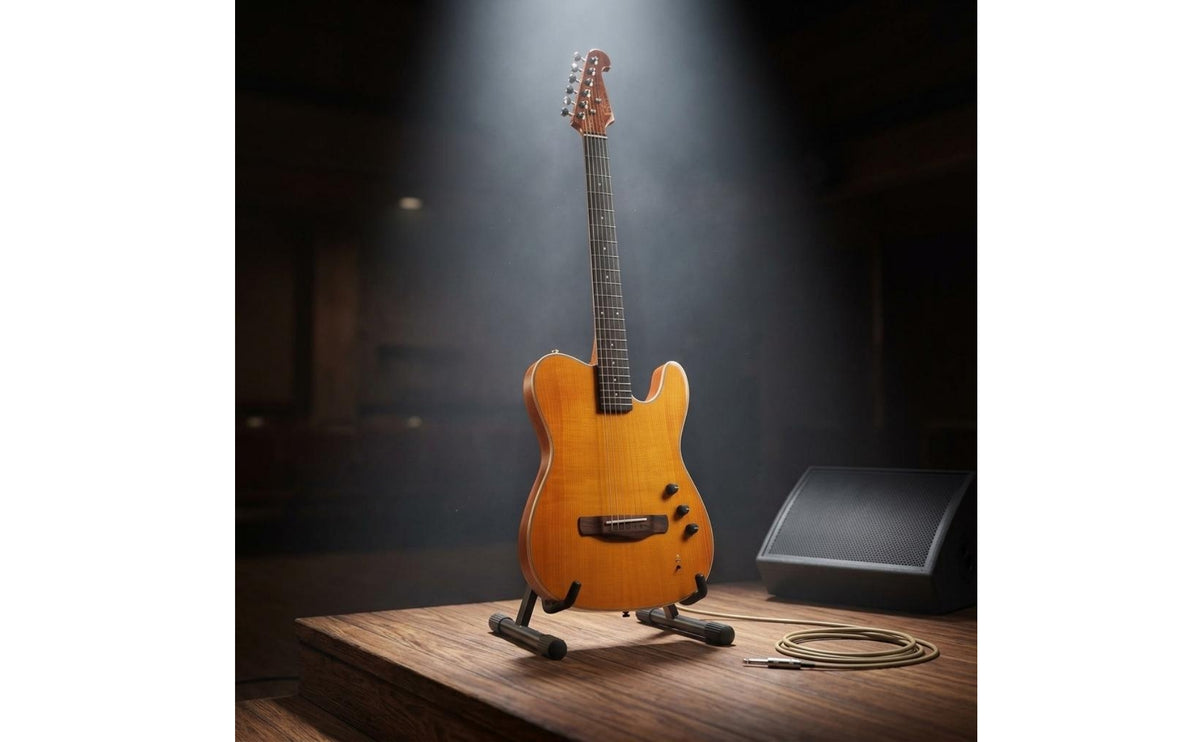 Onboard Electronics quietPractice Guitar Rosewood Fingerboard Acoustic-Electric Guitar Natural Wood Finish String Instrument Starter Set