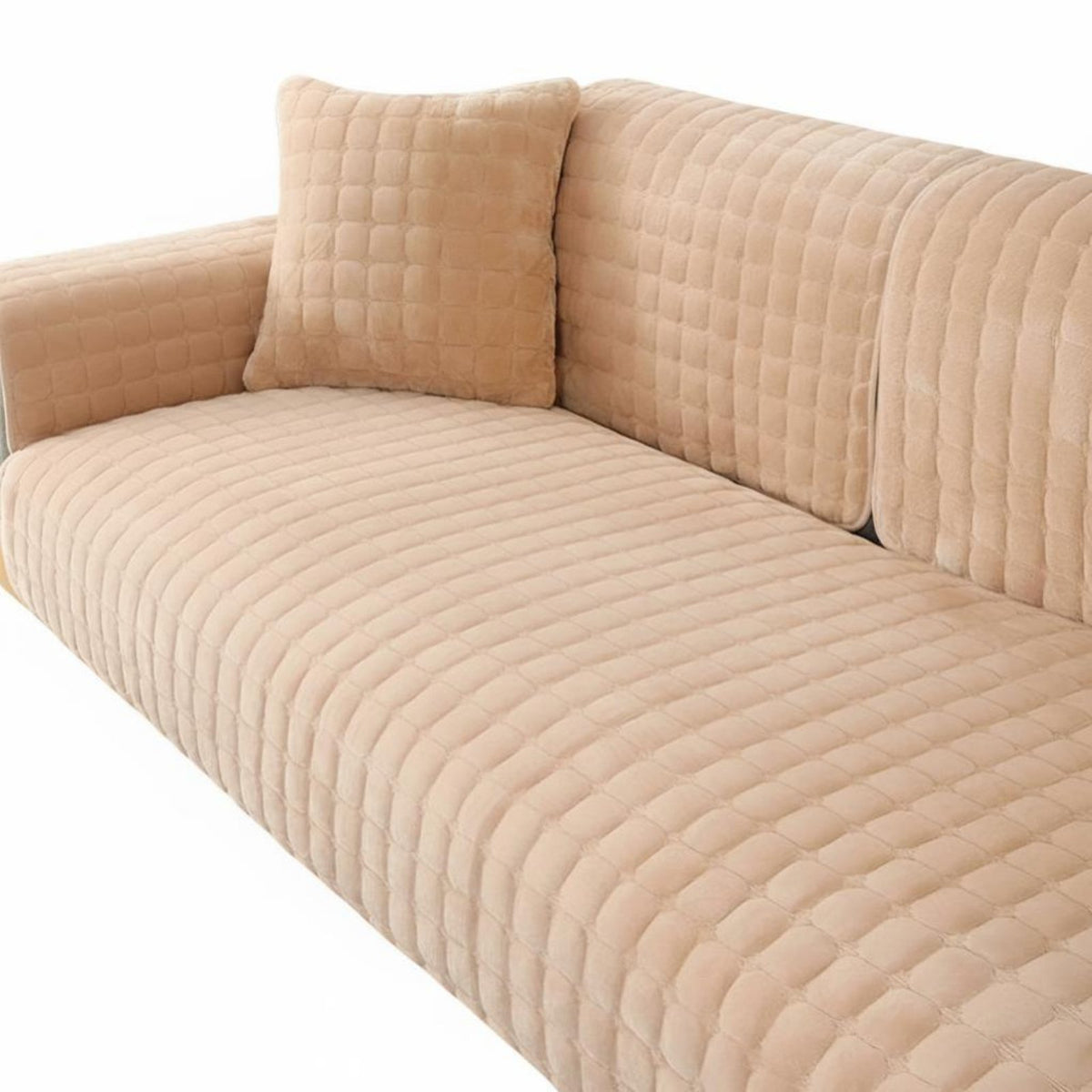 Plush Sofa Cover, Flannel Non-Slip Sofa Pad, Minimalist Modern Full Wrap Sofa Protector for Winter
