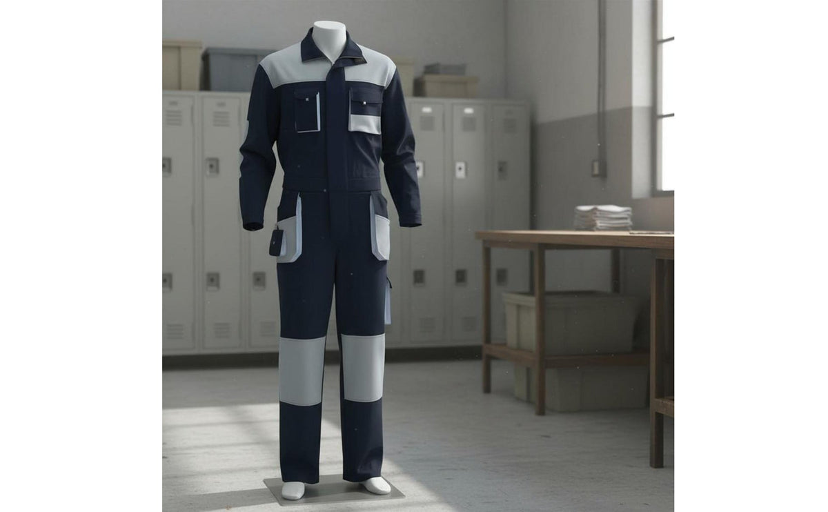Moisture-Wicking Multi-Pocket Work Jumpsuit Breathable Material Long Sleeve Mechanic Boilersuit Wear-Resistant Heavy Duty Utility Coveralls Elastic Waist for Mechanics, Technicians, Construction Workers, Workshop, Factory
