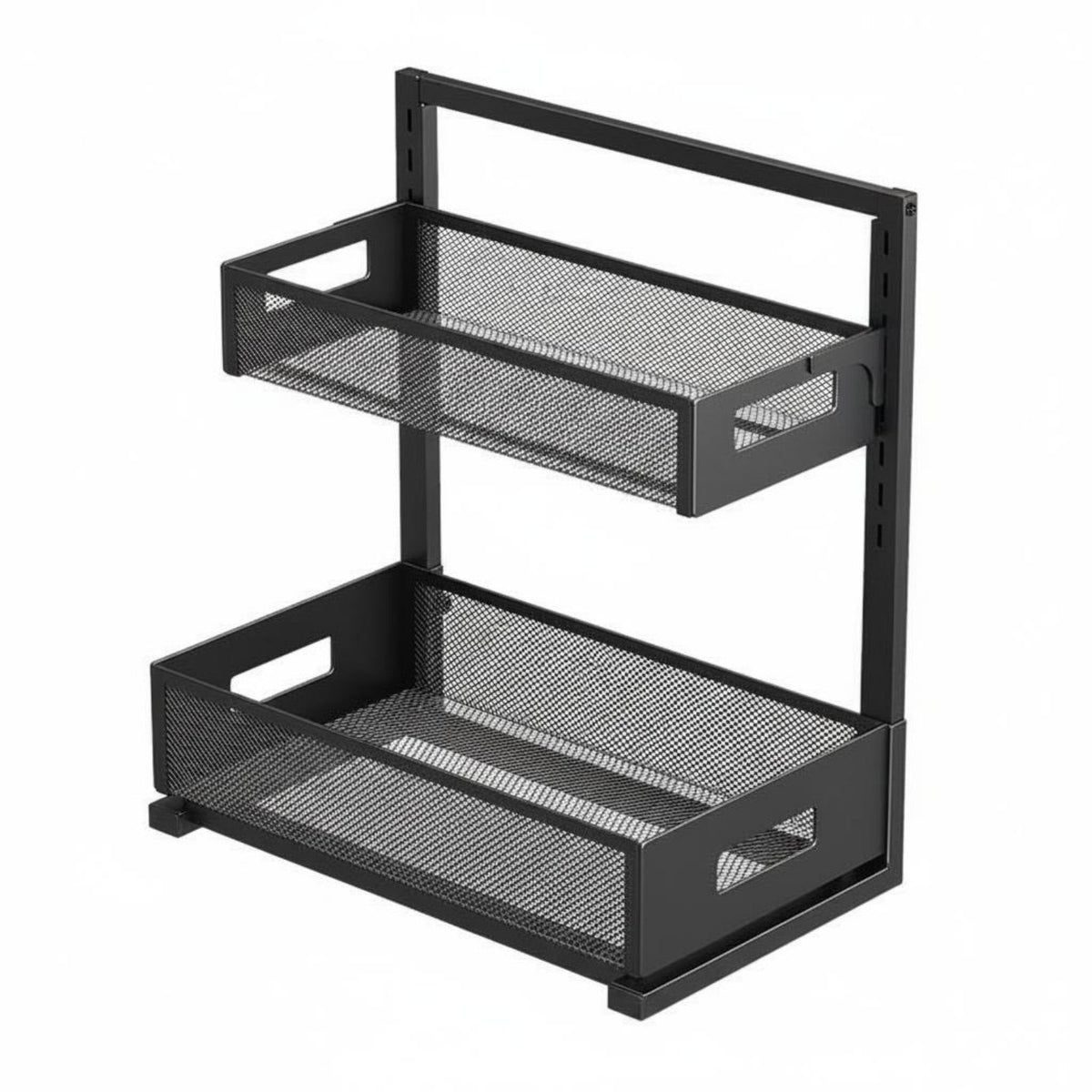 Pull-out Cabinet Organizer Versatile Adjustable Rack Large Capacity 2-Tier Sliding Basket Organizer for Kitchen, Pantry, Lavatory