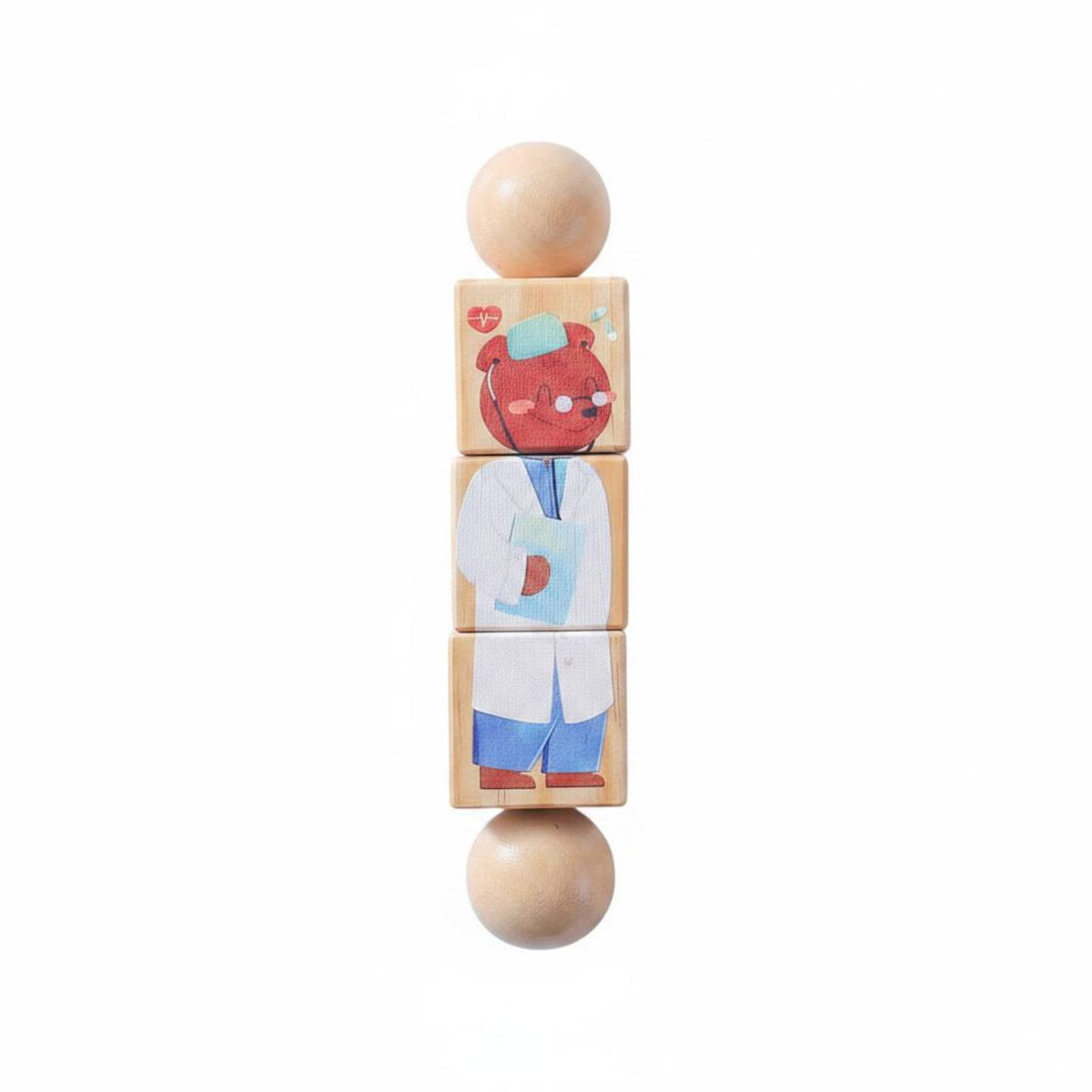 Early Learning Rotating Creature Block Game Hand-Eye Coordination Wooden Rotating Rattle Educational Creature Rotate Blocks Easy to Hold for Babies, Toddlers, Nursery, Preschool