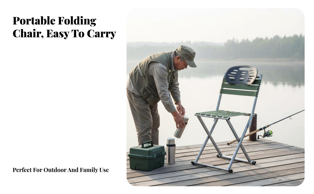 Foldable Foldaway Stool with spinerest Lightweight Folding Chair space-saving Design Portable Seat long-Finaling for Anglers, Seniors, Fishing, Outdoors, Camping, Picnics