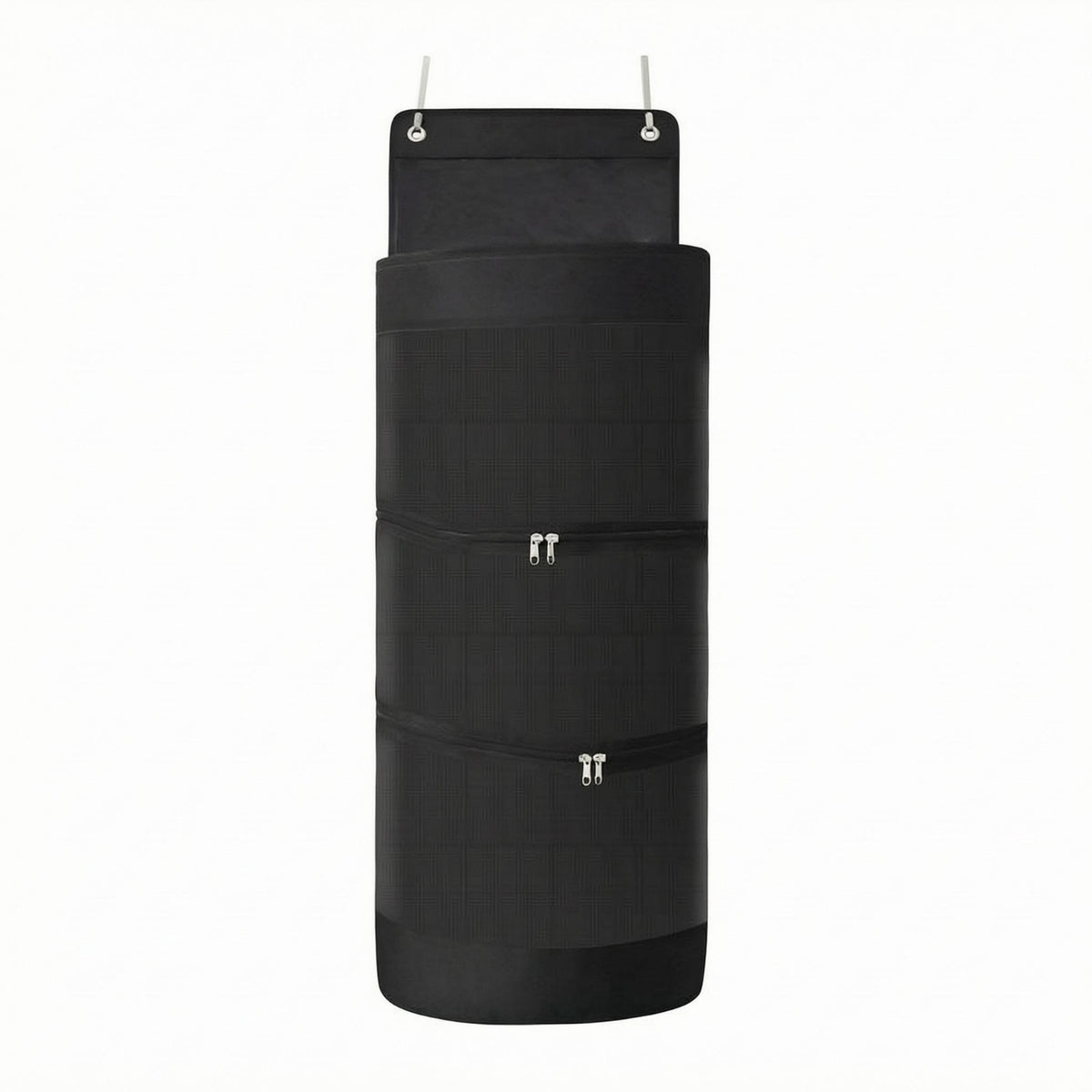 Zippered over-Door Storage Bag Oxford Material over Door Sports Gear Bag Black Hanging Sports Equipment Organizer Metal Eyelets