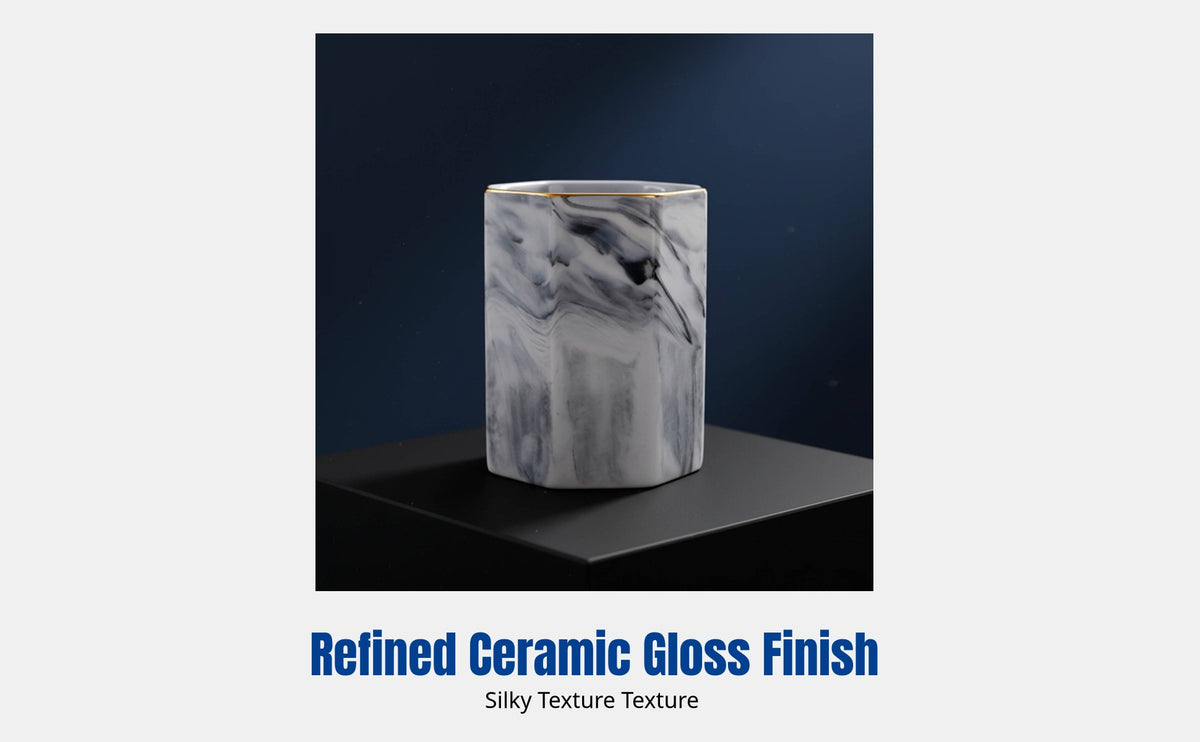 Marble Pattern Ceramic Pen Holder, Creative Desktop Organizer, Makeup Brush Storage Tube