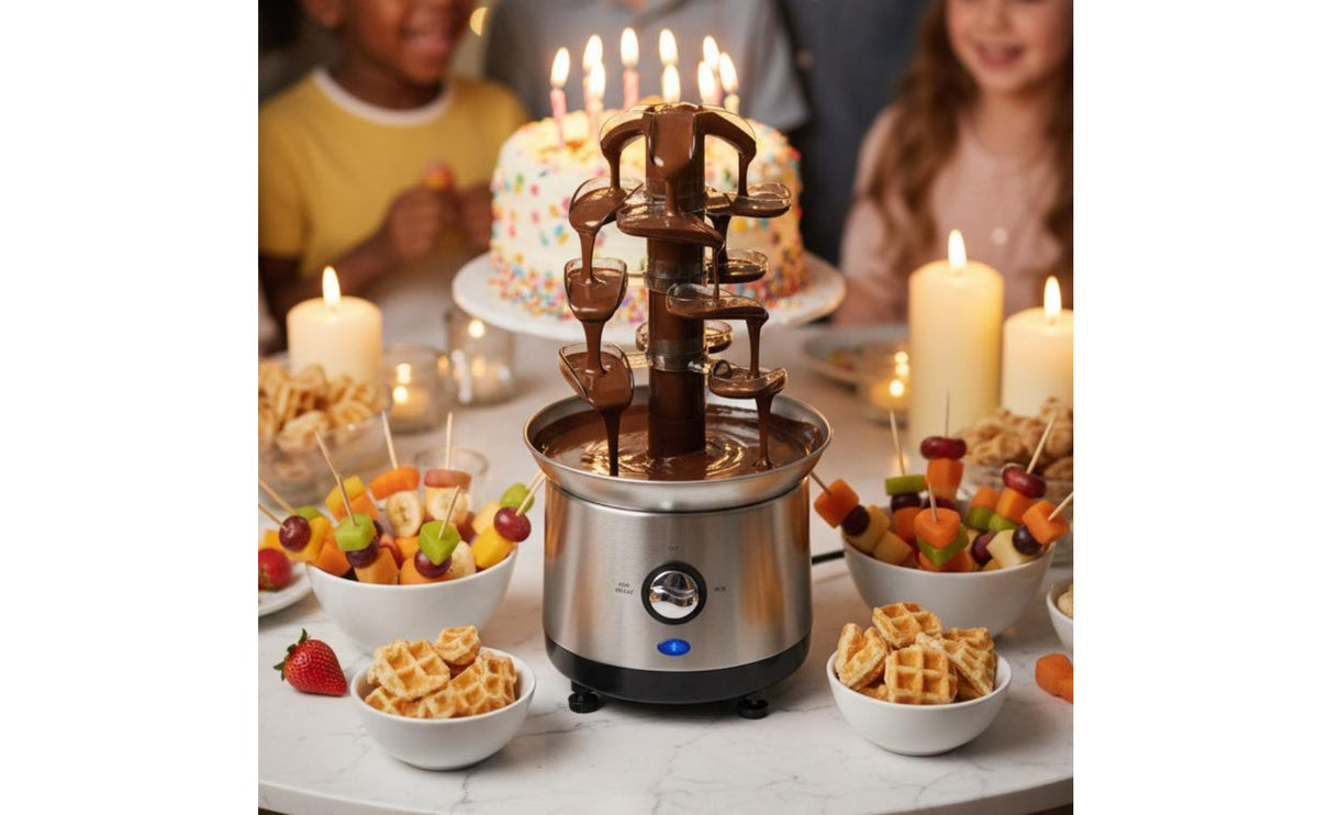 Double Controls 4-Tier Chocolate Fountain Easy to Clean Electric Chocolate Fondue Fountain Multi-Functional for Parties, Weddings, Buffets