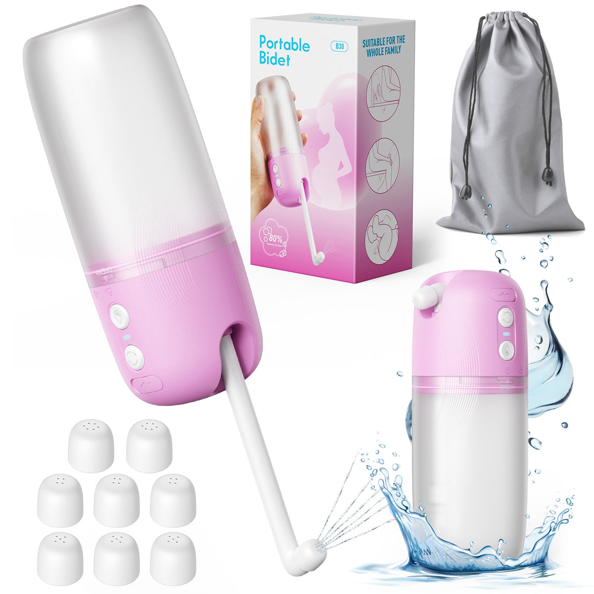 USB-C Rechargeable Handheld Electric Bidet Sprayer Waterproof Cleansing Bottle Compact for Travelers, Postpartum Mothers