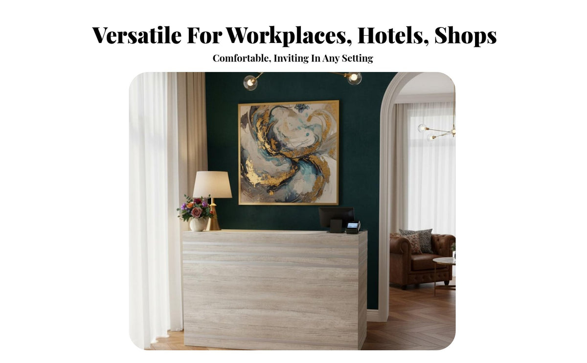 Thickened Countertop Modern Reception Desk Scratch Resistant Company Welcome Desk Long-Lasting Construction Office Reception Table Environmentally Friendly Material for Receptionists, Shopkeepers, Business Owners, Hotel Lobby, Salon