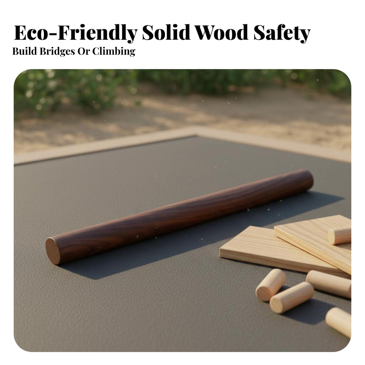 Mortise Tenon Construction Piece S Carbonized Wood Wooden Climbing Bridge Variable Shapes Interlocking Log Climber for Preschoolers, Playground