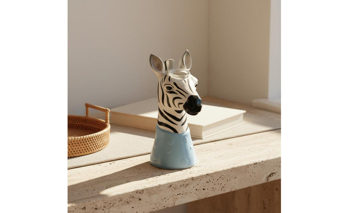 Striped Horse Head Vase Multi-Functional Container Creature Head Vase