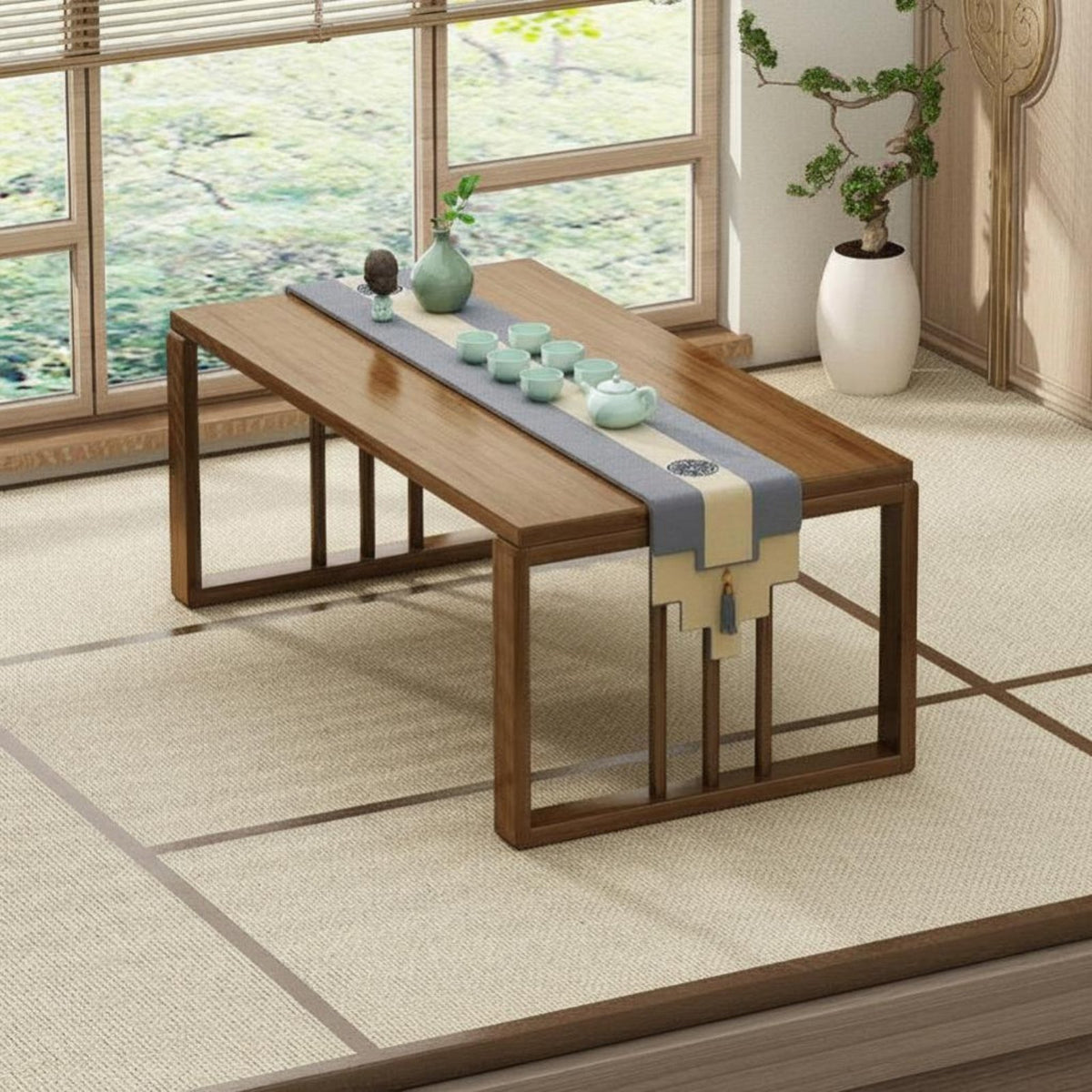 Japanese Design Foldable Tatami Table Space-Saving Foldable Tatami Desk Multi-Purpose Household Furniture Portable for Tea Enthusiasts, Students, Apartment Dwellers, Bay Window, Bedroom, Living Room, Small Areas