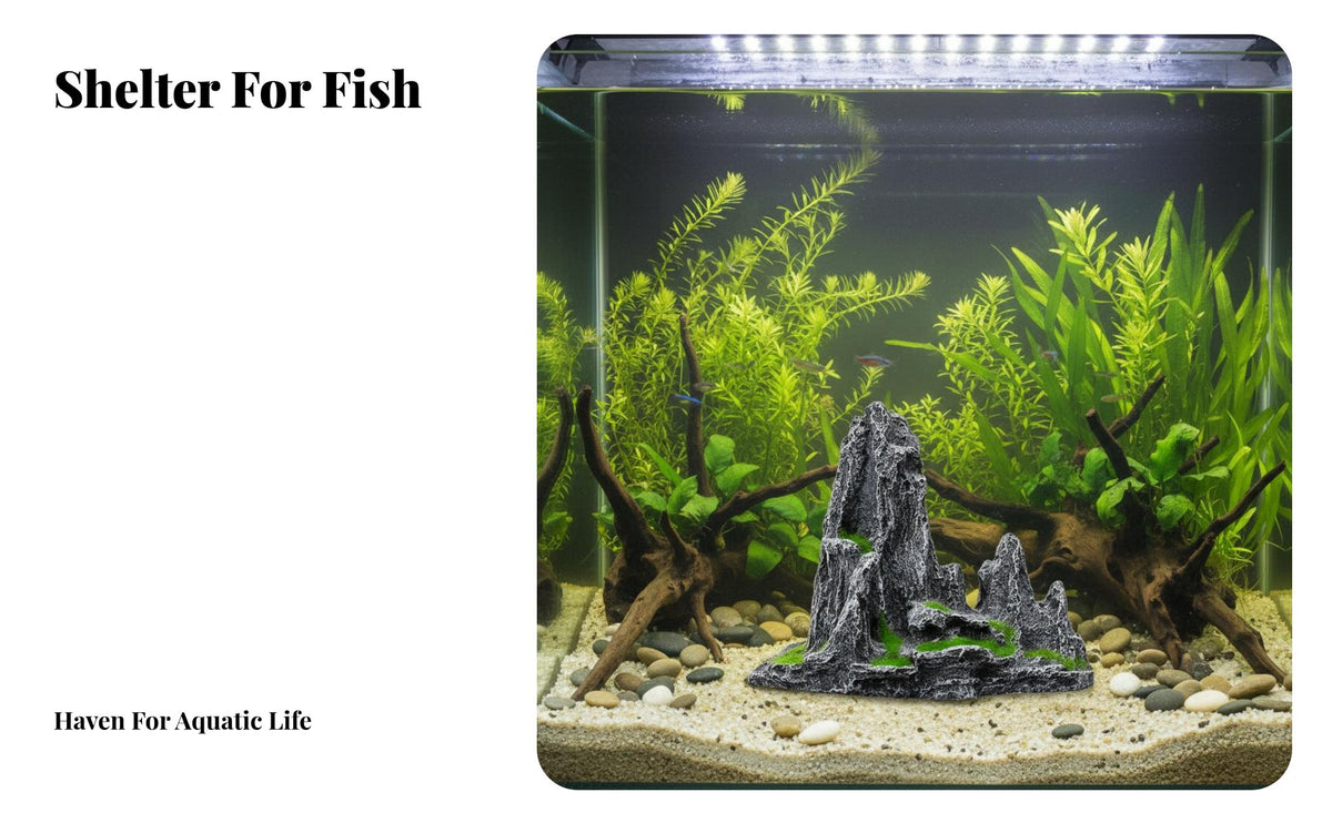 Fish Tank Rockery Realistic Design Artificial Boulder Sculpture Resin Mountain Sculpture for Bonsai Decoration, Terrarium