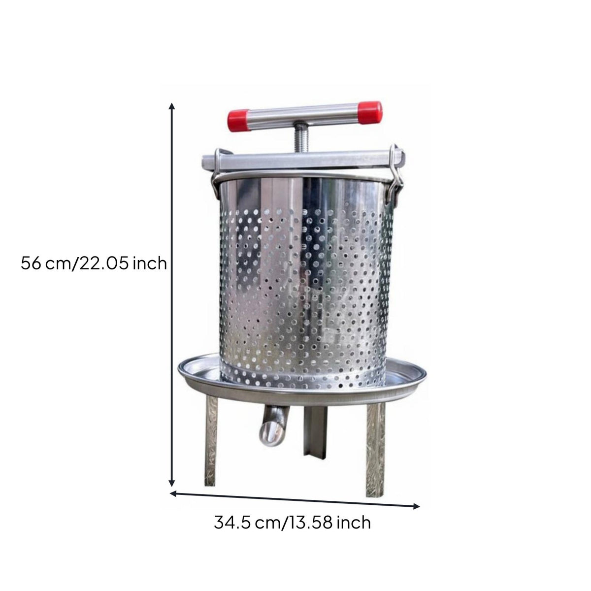 Multi-Purpose Stainless Steel Honey Press Rust-Proof Manual Honey Press Easy to Clean for Beekeepers, Home Winemakers, Apiary, Farm