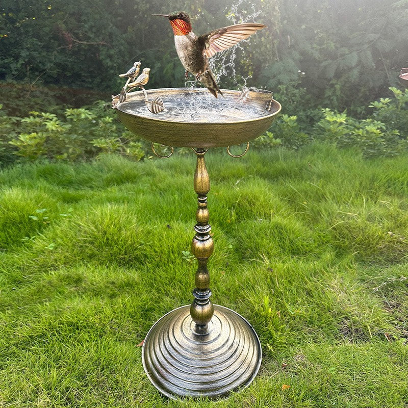 Vintage Cast Iron Bird Feeder and Birdbath for Outdoor Garden Decor
