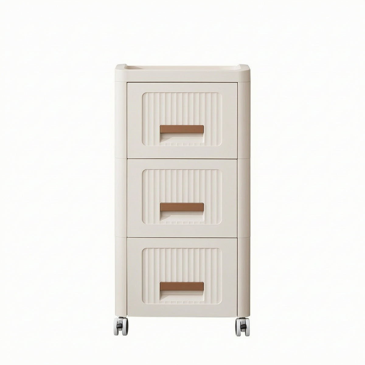 Plastic Storage Cart Pre-Assembled Mobile Nightstand with Wheels Bedside Table with Drawers Compact for Bedroom, Dorm Room