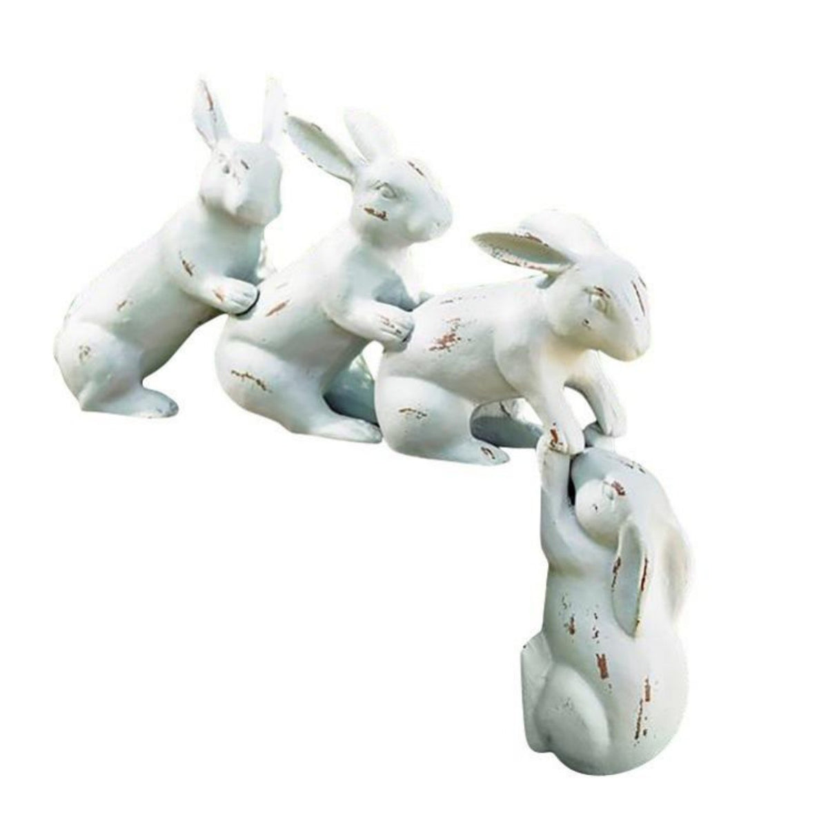 Easter Four Linked Hare Resin Decor, Garden Sculpture, Outdoor Figurine