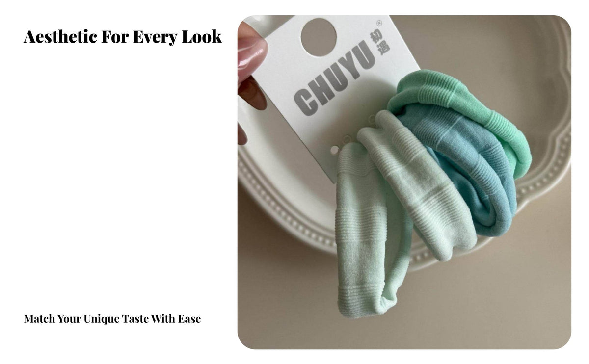 2 Pieces Stretch Textile Hair Rope No Damage Wide Elastic Hair Tie Hard-Wearing for Women, Adults, Daily Use, Travel, School