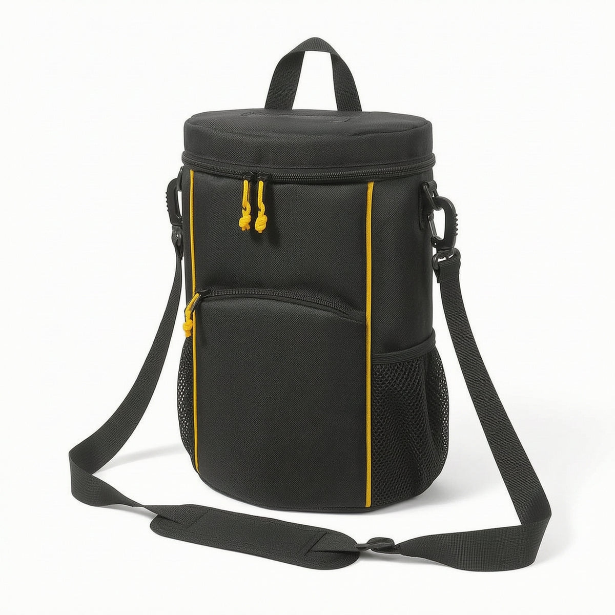 Structured Tennis Ball Bag with Shoulder Strap Handsunrestricted Cylindrical Sports Bag with Pockets Lightweight Versatile for Coaches