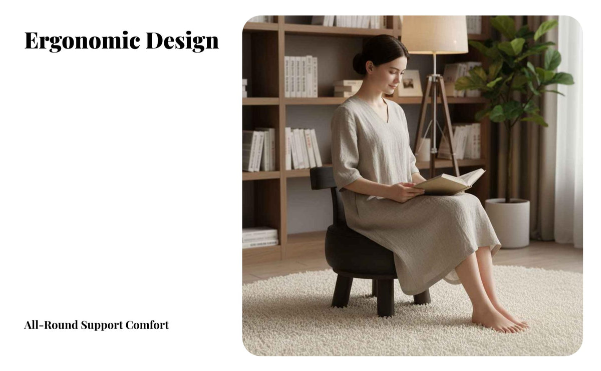 Rotating Upholstered Seat with Supportrest 360-Degree Rotate Upholstered Round Stool with Supportrest Sturdy Construction Household Furniture