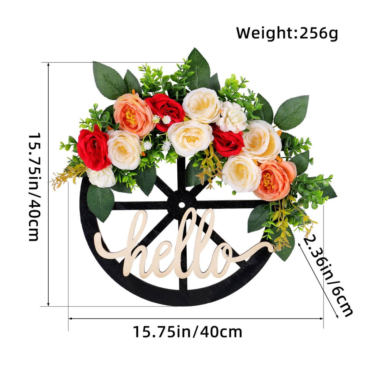 Wagon Wheel Wreath Artificial Flowers Home Decoration No Maintenance for Entryway