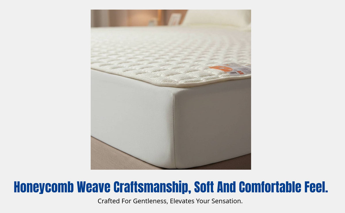 Grid Mattress Pad, Premium Soft Bed Protector, Anti-Slip Thin Mat for Home, Dorm