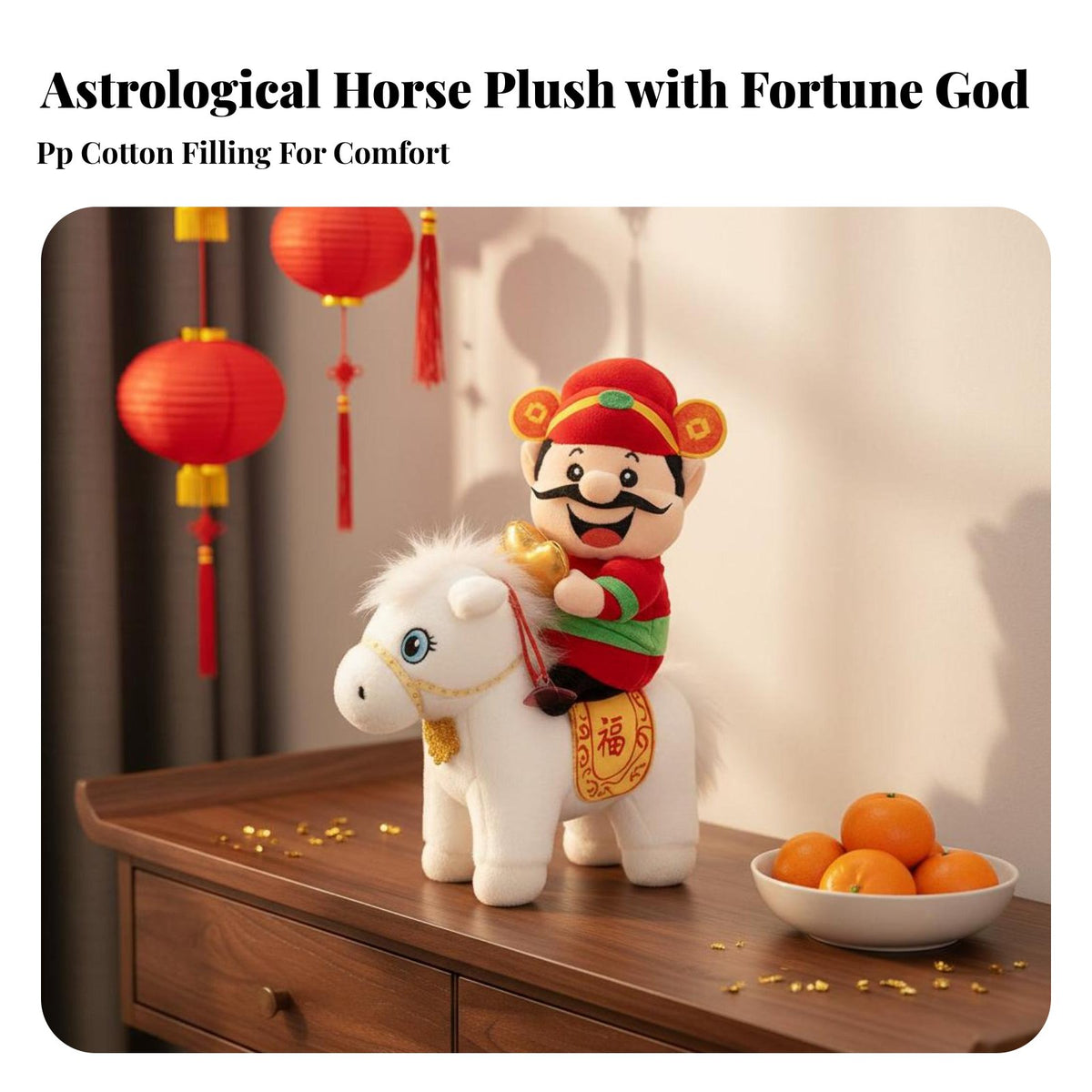 Year of the Horse Soft Toy Perfect Gift God of Wealth Riding Horse Soft Toy Chinese New Year Fortune Doll Bright and Festive