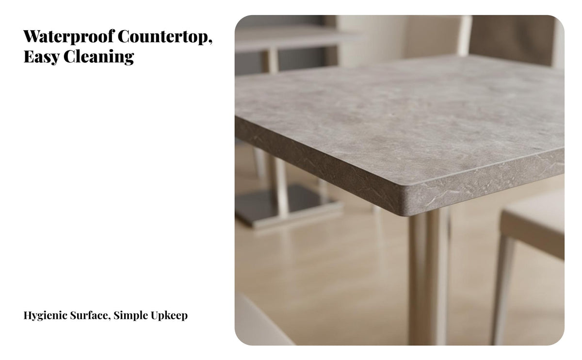 Thickened Tabletop Quick-Service Restaurant Table Easy to Clean Commercial Dining Set Heavy-Duty Stainless Steel Pedestal Table Low Maintenance for Business Owners, Restaurants, Snack Counters, Cafes