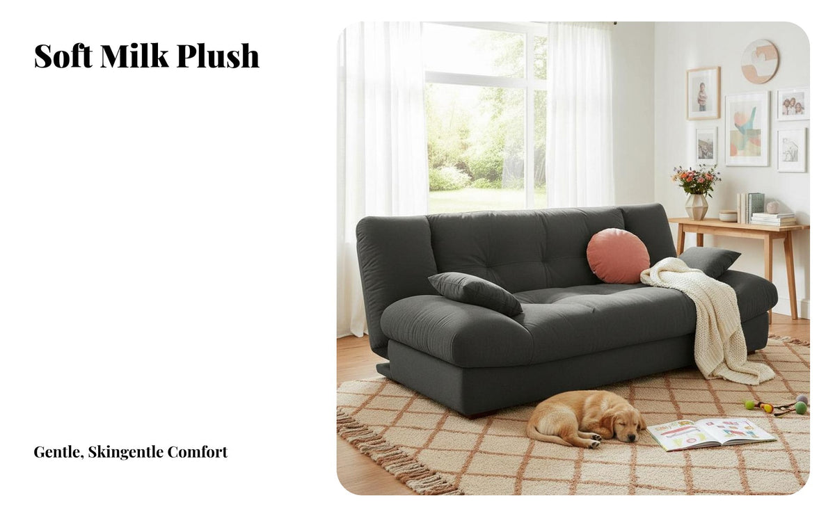 French Cream aesthetic Fold-foldable Three-Seater Sofa Bed Space-Saving transfor the homeable Couch two-in-a singleUse Living Room Furniture Foldable Design for Apartment Dwellers, Students, homeowners, Small areas, Office