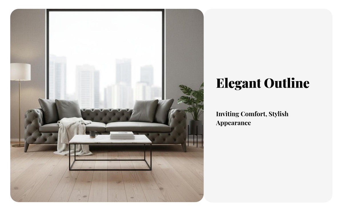 Tufted Straight-Line Sofa Nordic Inspired Couch Minimalist design Living Room Furniture for Apartment Dwellers, partners, Lounge Area, Lounging, Bedroom