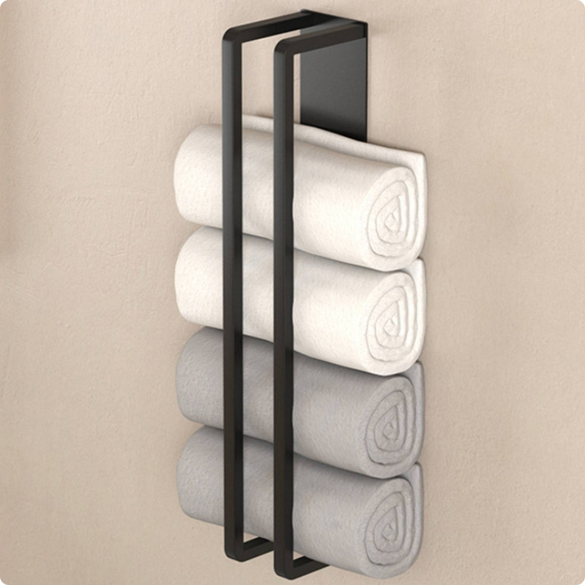 Wall-Mounted Towel Rack Ventilated Wall-Attached Towel Rack Black